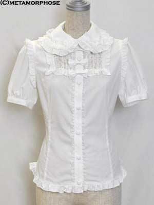  Lace Inset Short Sleeve Blouse 