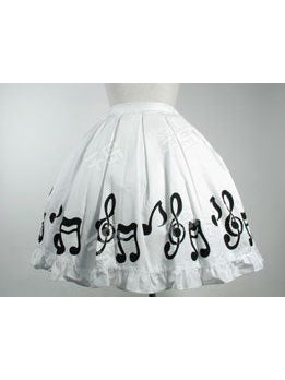 Music Note Illustration Print Skirt