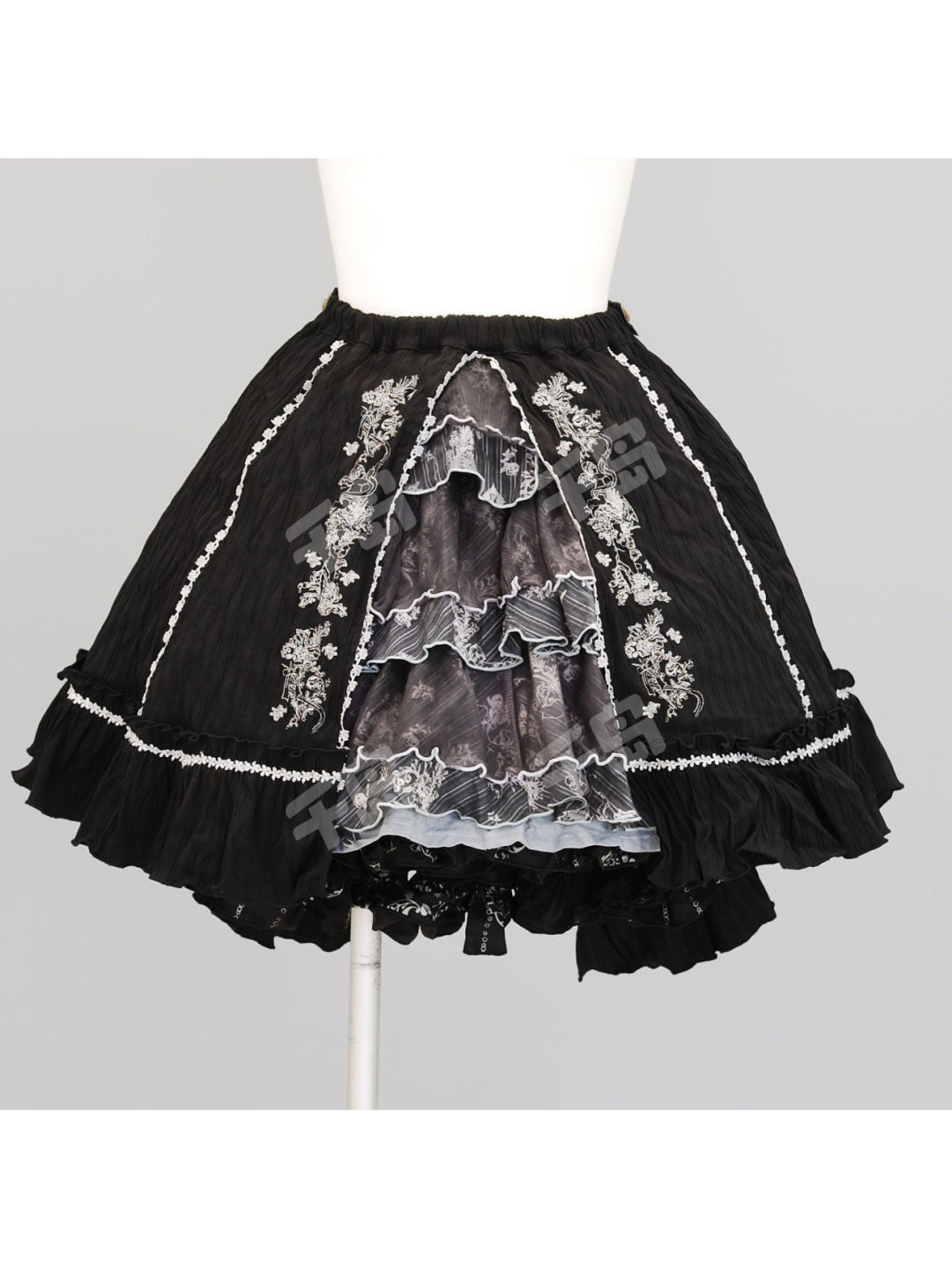  FRILL Gray Dyed Layered Skirt 