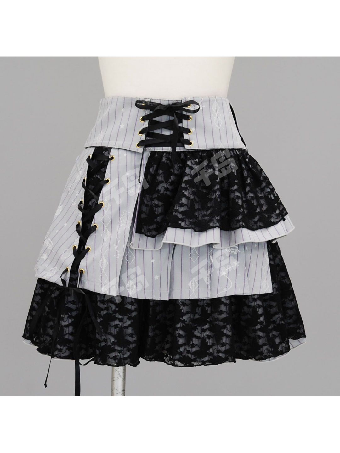  FRILL Stripe Pleated Skirt 