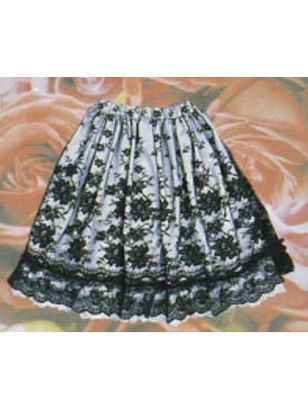 Gathered Mesh Lace Skirt