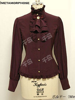  Crepe de Chine High Collar Frill Blouse 