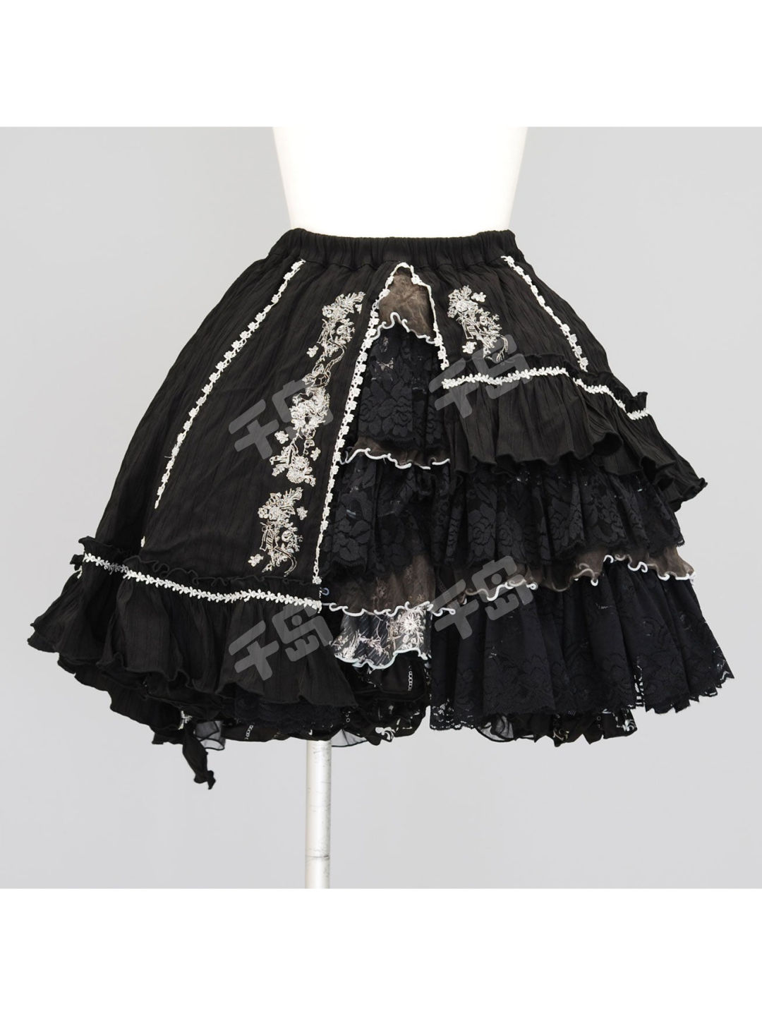  FRILL Layered Asymmetric Skirt 