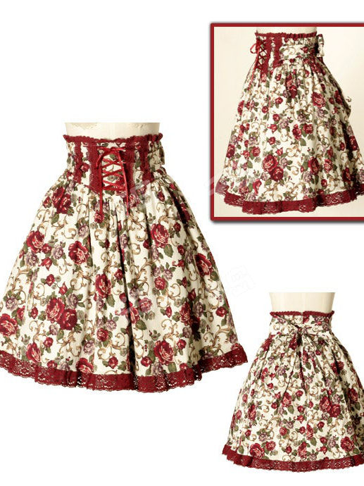 Rose Arabesque High Waist Skirt (g1121-g1122)