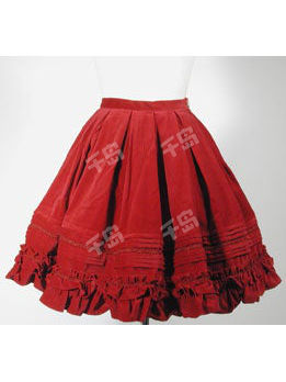 Velveteen Pintuck Chemical Lace Skirt